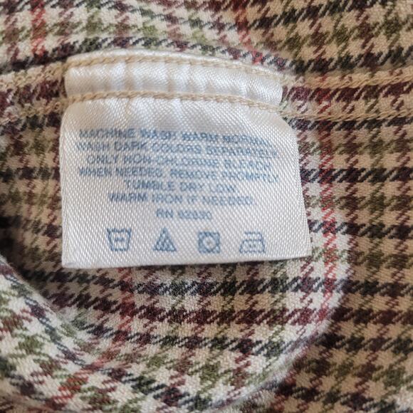 Vintage Lands' End Kids Button Down Shirt 14-14 Husky Brown Check Long Sleeve - Picture 6 of 11